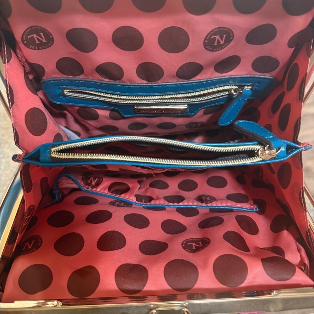 Nicole Lee Multicolor Striped Satchel with Pink Handles - Picture 4 of 15